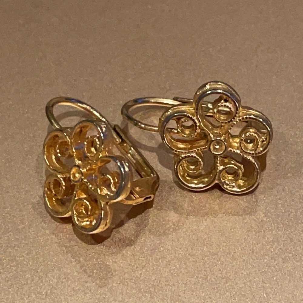 Goldtone Floral Scroll Earrings